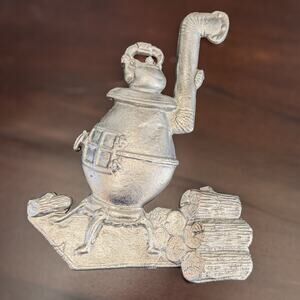 Vintage Rustic Metal Wall Art, Potbelly Stove Kettle Firewood by Sexton USA 502